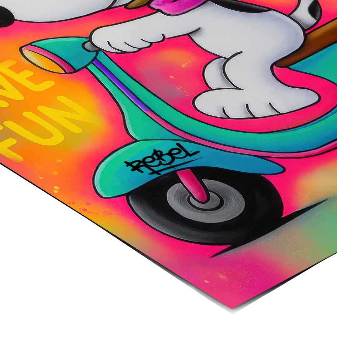 Snoopy pink scarf and stylized monogram gloves in a modern comic-style artwork