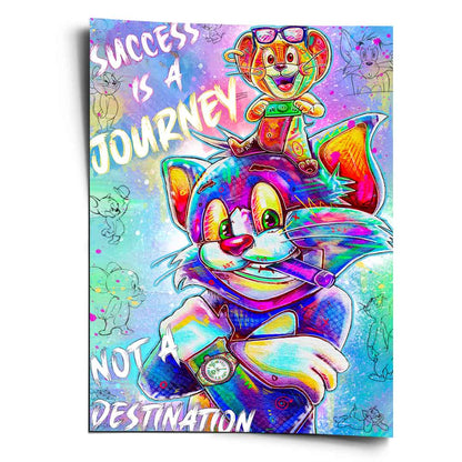 Pop Art poster featuring Tom with a cigar and watch and Jerry wearing sunglasses, in neon color palette