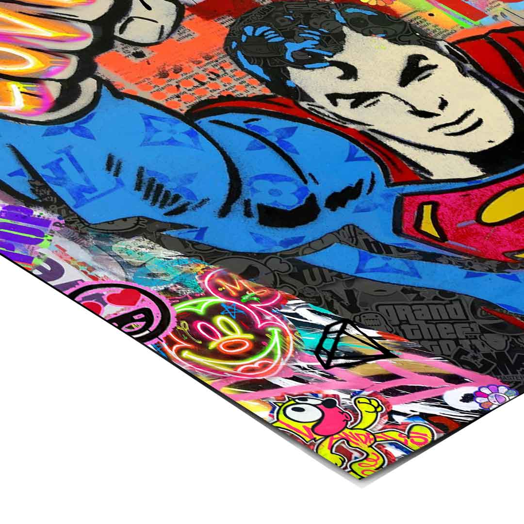 Dynamic saturated color palette gives an energetic street art vibe
