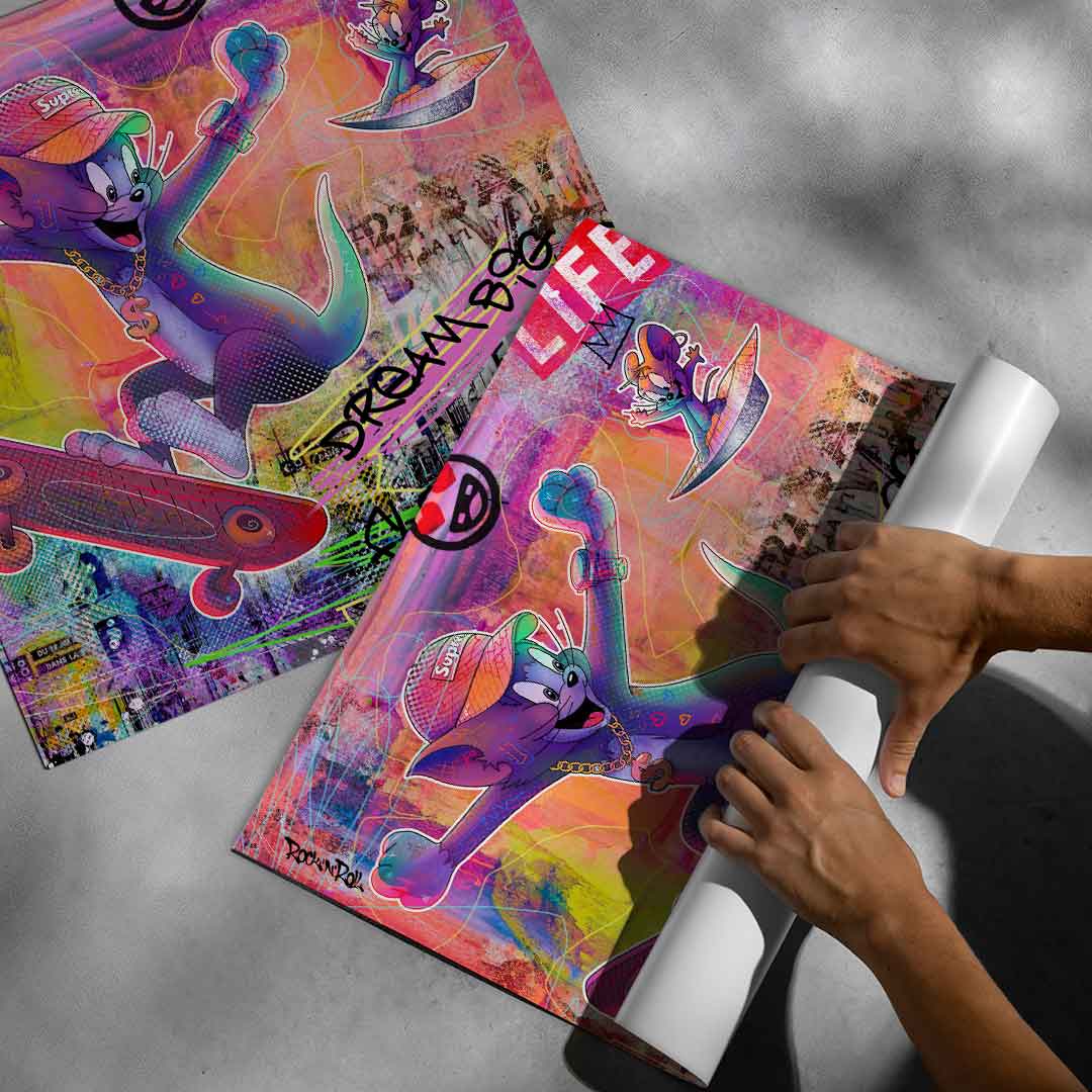 Vibrant streetwear-inspired wall art suitable for teen rooms