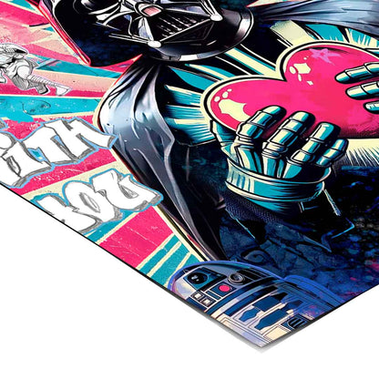 Bright and rebellious wall art blending Star Wars imagery with street-art vibes, suitable for game rooms and eclectic decor.