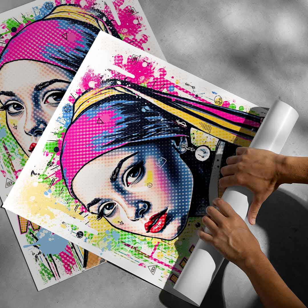 Vibrant art print suitable for eclectic living spaces and creative studios