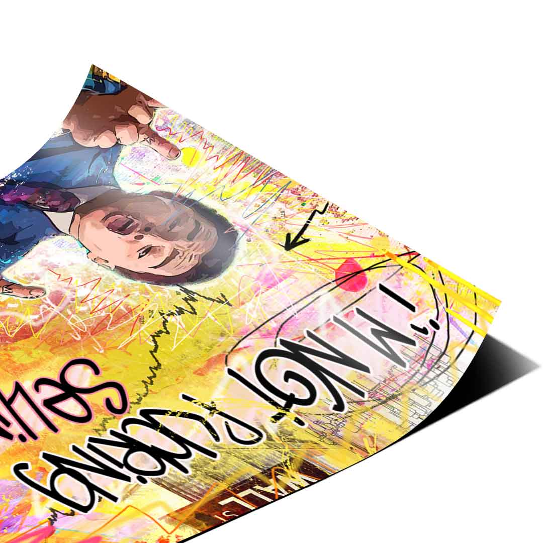 Energetic urban art decor suitable for living rooms and offices, bold color palette.