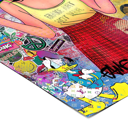 Energetic street art inspired wall decor blending comic-book aesthetics with urban culture.