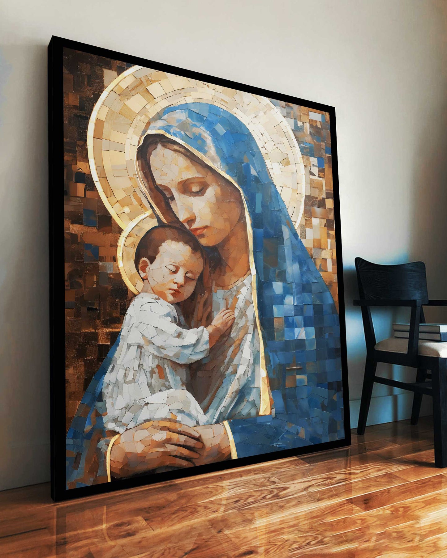 Mary and Jesus Grid Art Painting