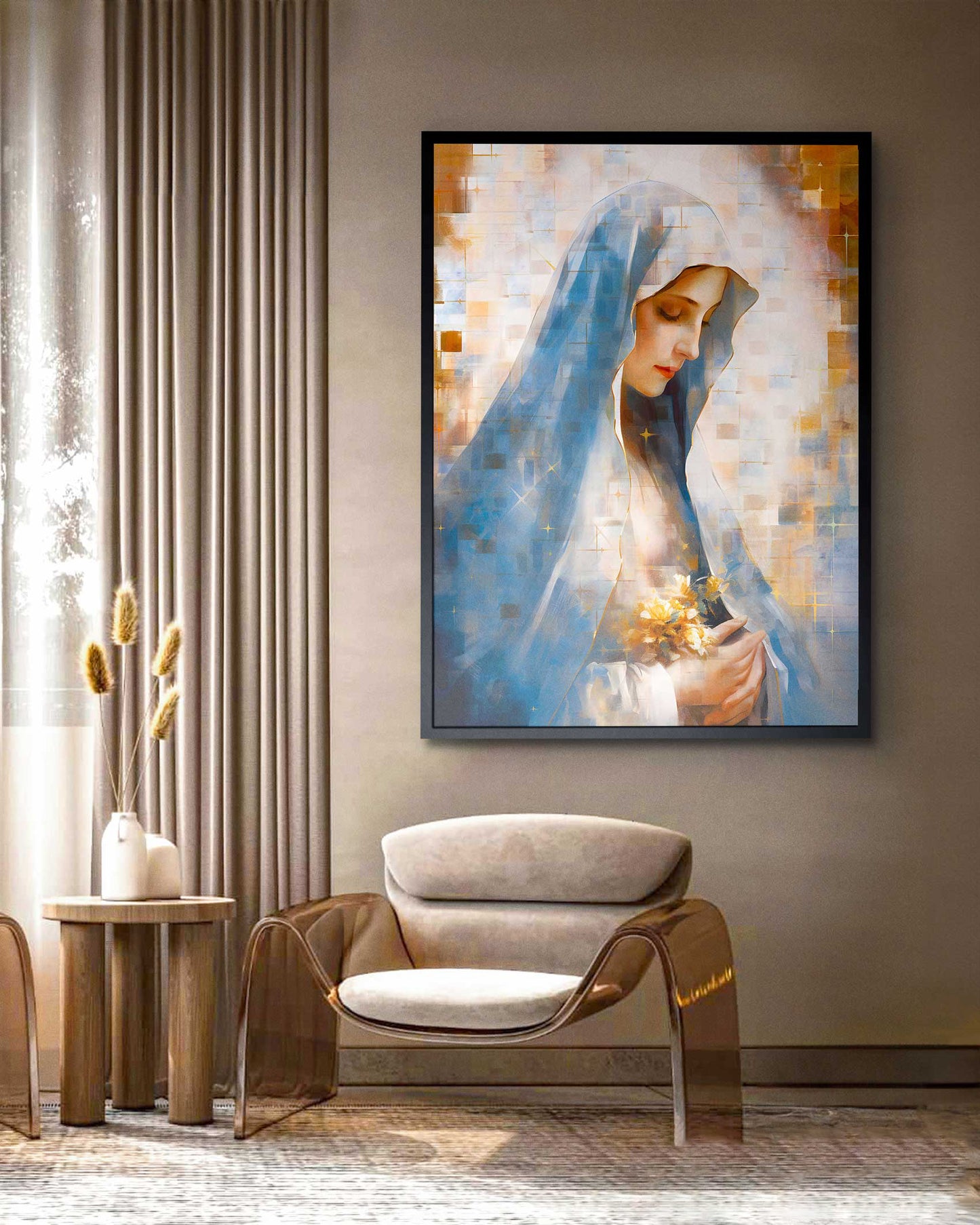 Our Lady of Grace Grid Art Frame – Marian Devotional Wall Art