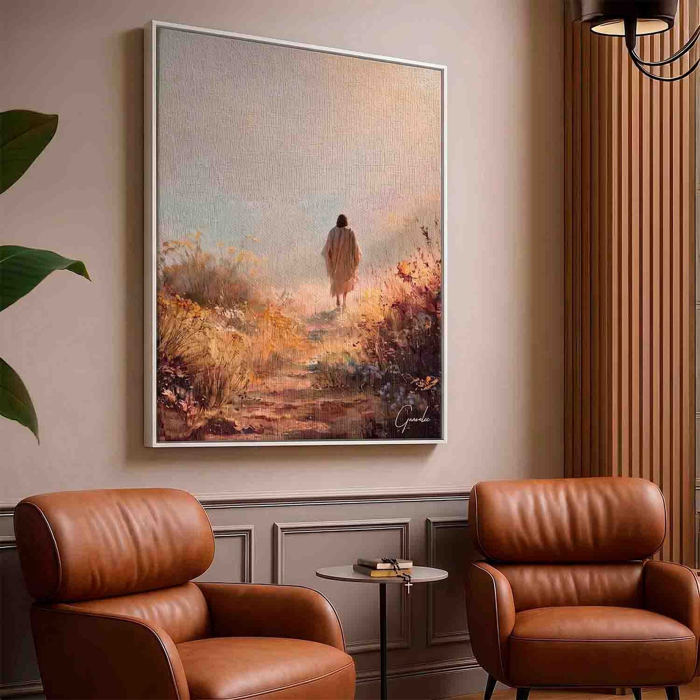 Religious wall art suitable for traditional or nature-inspired home decor.