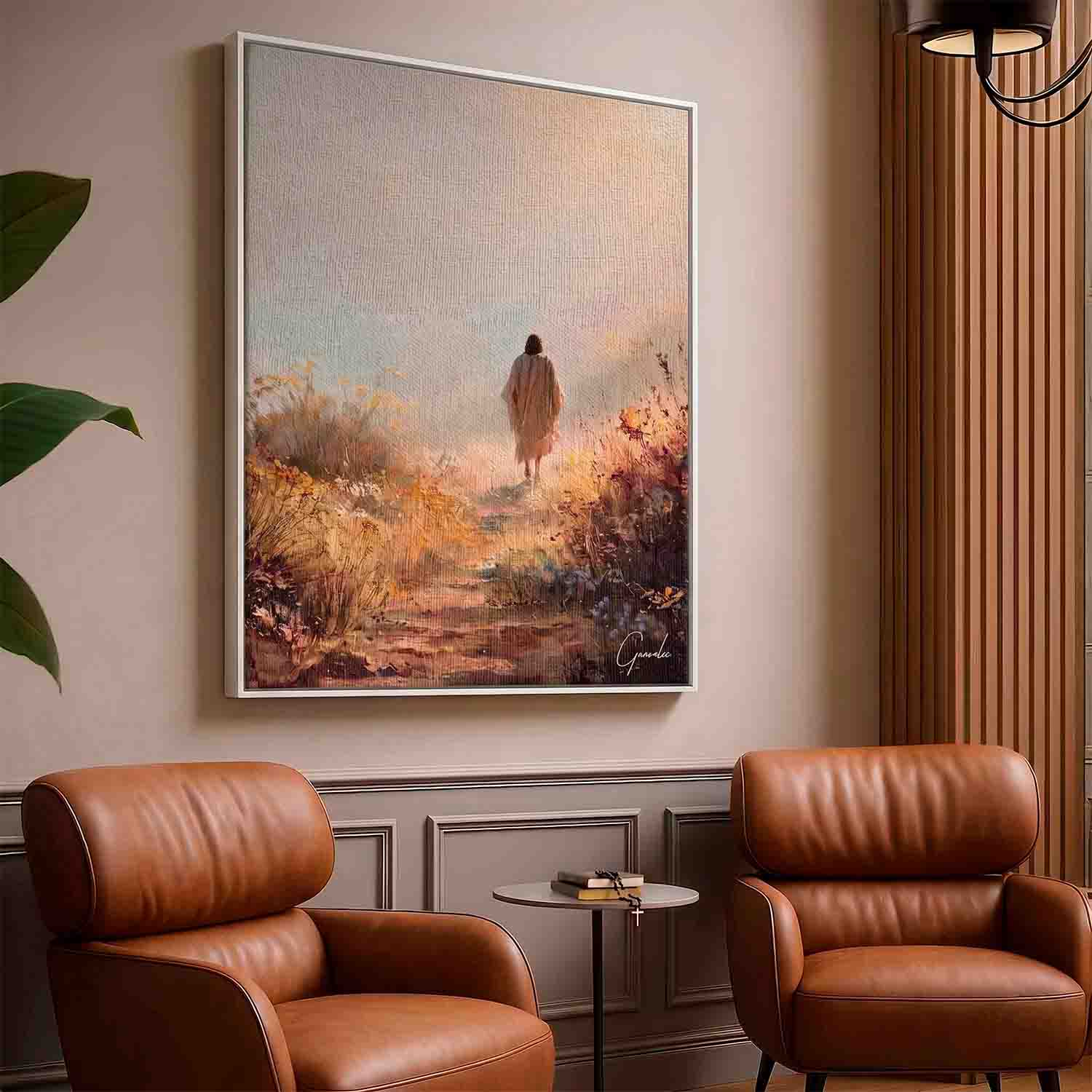 Religious wall art suitable for traditional or nature-inspired home decor.