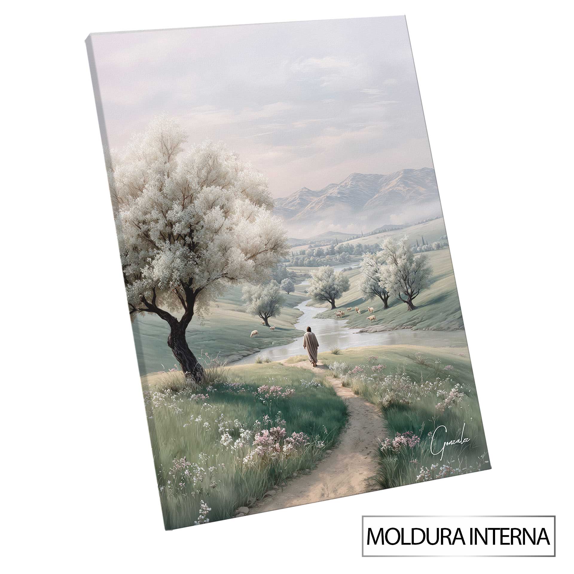 Painting The Shepherd's Path - Serene pastoral wall art - Image 11