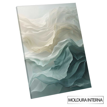 Organic abstract art with flowing forms and mint-teal palette