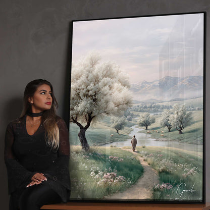 Painting The Shepherd's Path - Serene pastoral wall art - Image 9
