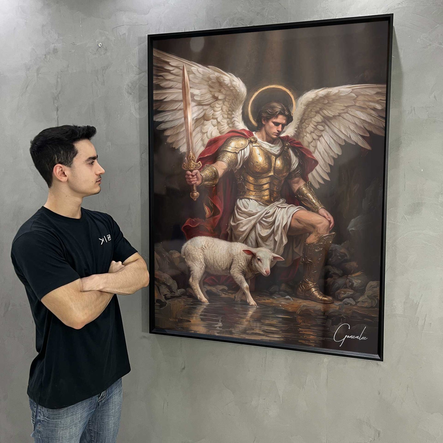 Painterly, realistic style blending Renaissance grandeur with contemporary feeling.