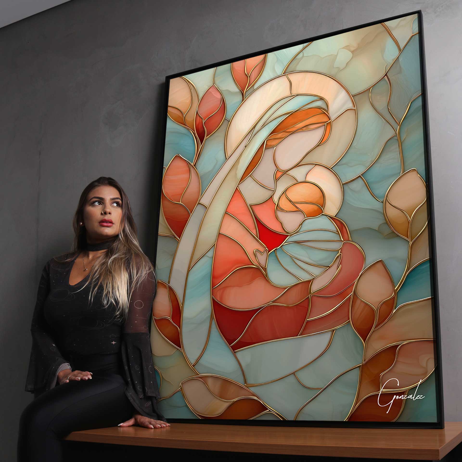 Gold-lined cloisonné-inspired sacred artwork by Vitrart