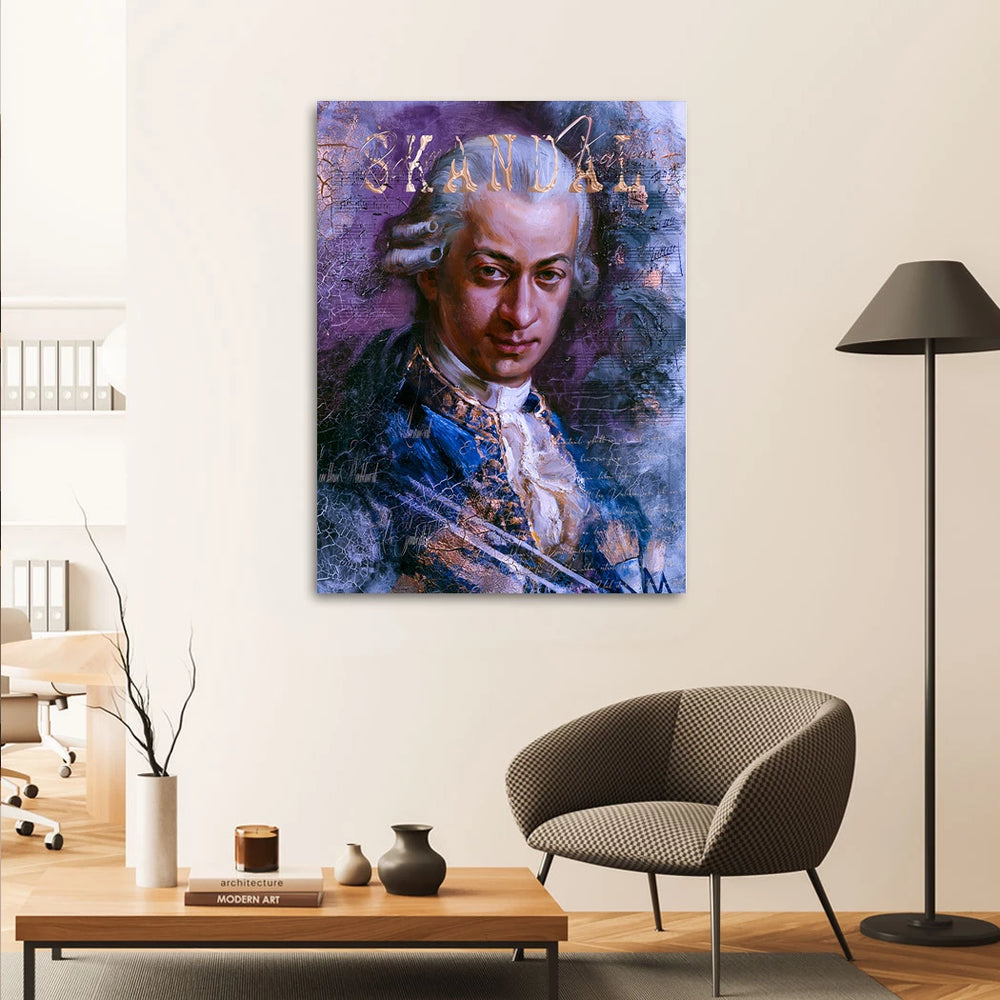 Contemporary wall decor blending classical elegance and street art in a bold canvas print.