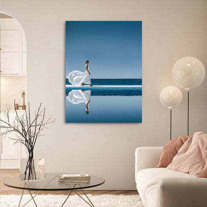 Contemporary wall art in calming blue tones ideal for modern living rooms.