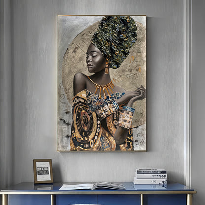 Abstract Painting of Black African Woman – Modern Wall Art for Home Decor