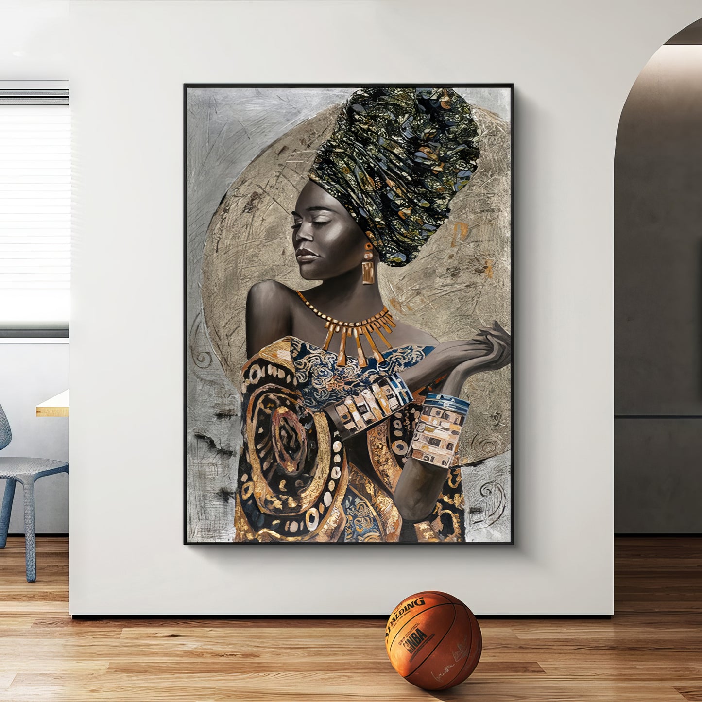 Abstract Painting of Black African Woman – Modern Wall Art for Home Decor