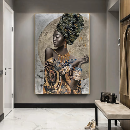 Abstract Painting of Black African Woman – Modern Wall Art for Home Decor