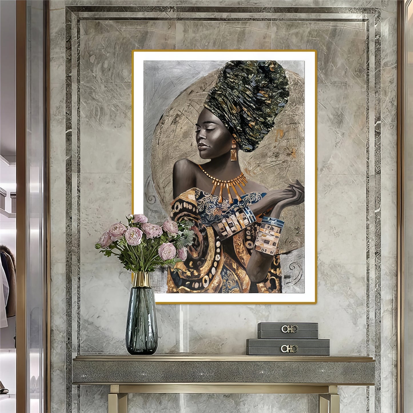 Abstract Painting of Black African Woman – Modern Wall Art for Home Decor