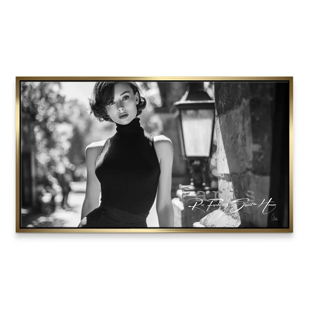 Classic Paris fashion portrait on canvas for minimalist interiors