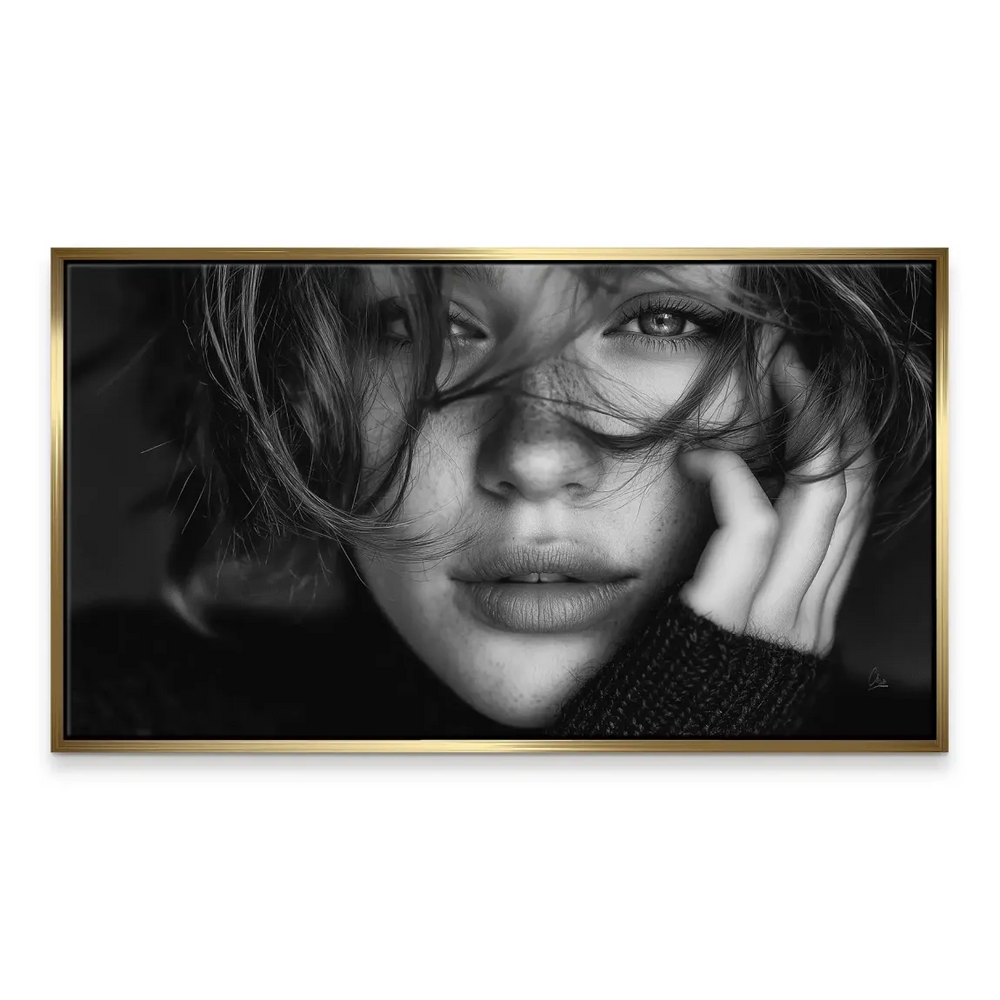Silent Grace: Monochrome Portrait on Canvas Wall Art - Image 7