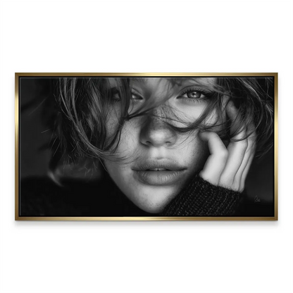 Silent Grace: Monochrome Portrait on Canvas Wall Art - Image 7