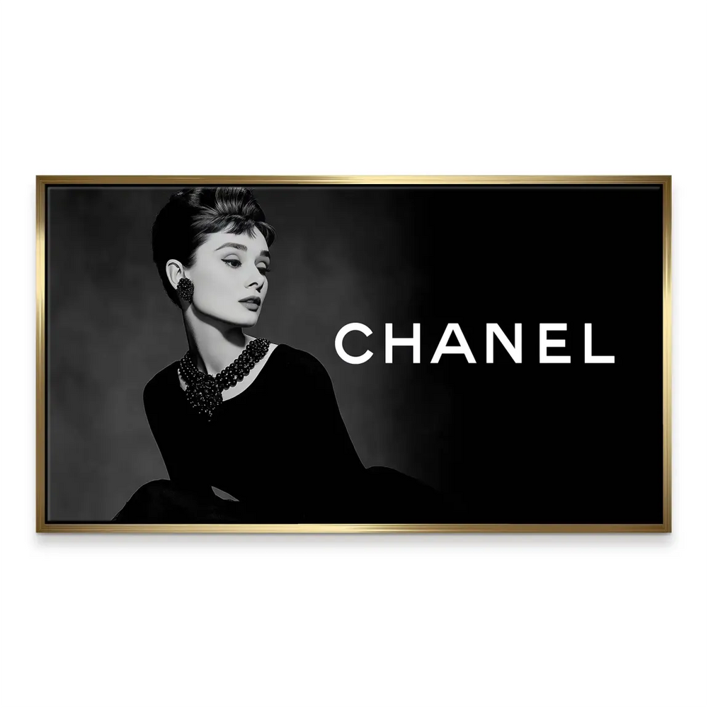 Hepburn portrait positioned on the left side of the canvas
