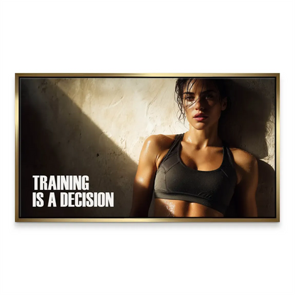 Bedroom or office wall art with strong typography and athletic mood