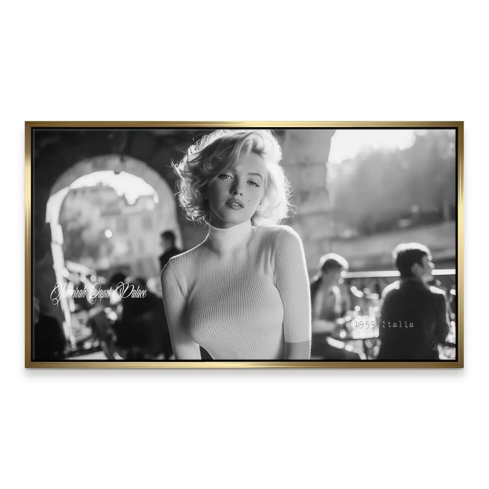 Marilyn Monroe Italy Canvas Picture – Classic Black & White Wall Art - Image 7