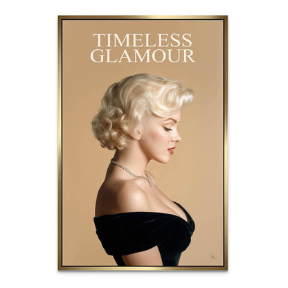 Bold text reading TIMELESS GLAMOUR reinforces the sophisticated mood