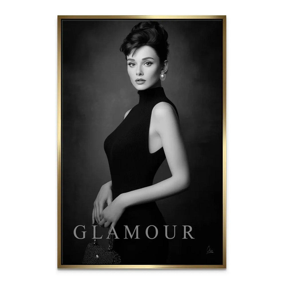 Old Hollywood fashion illustration suitable for living rooms or bedrooms.