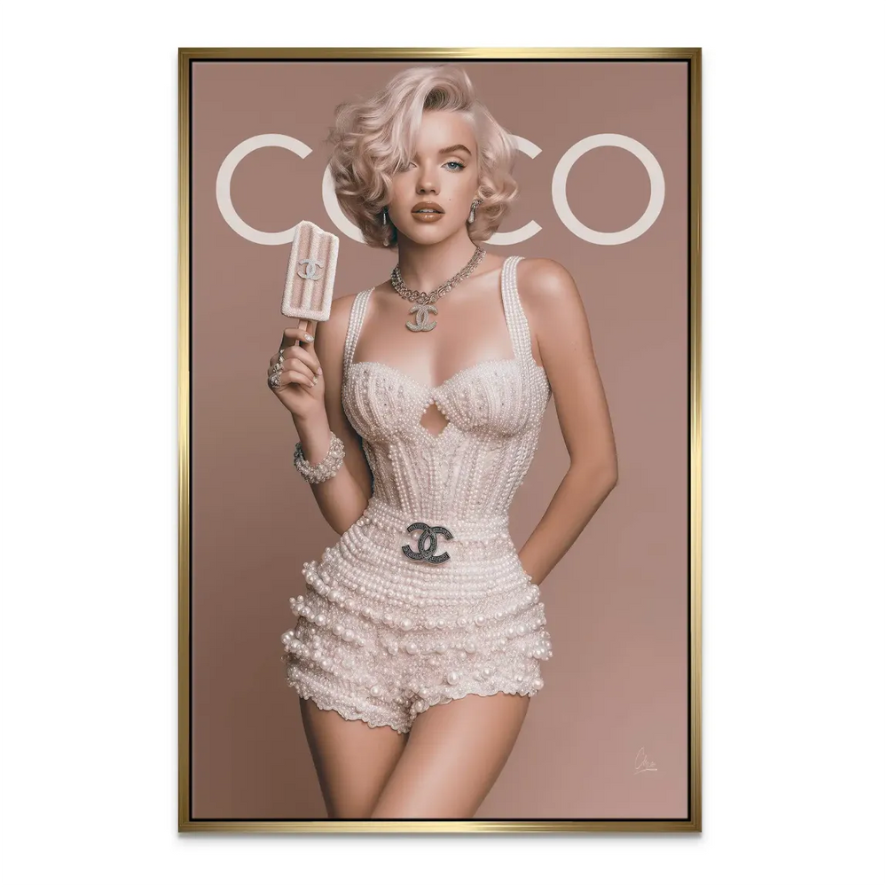 Contemporary couture wall art blending vintage cinema with luxury aesthetic