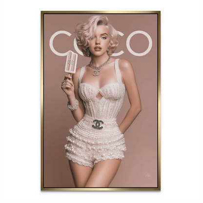 Contemporary couture wall art blending vintage cinema with luxury aesthetic