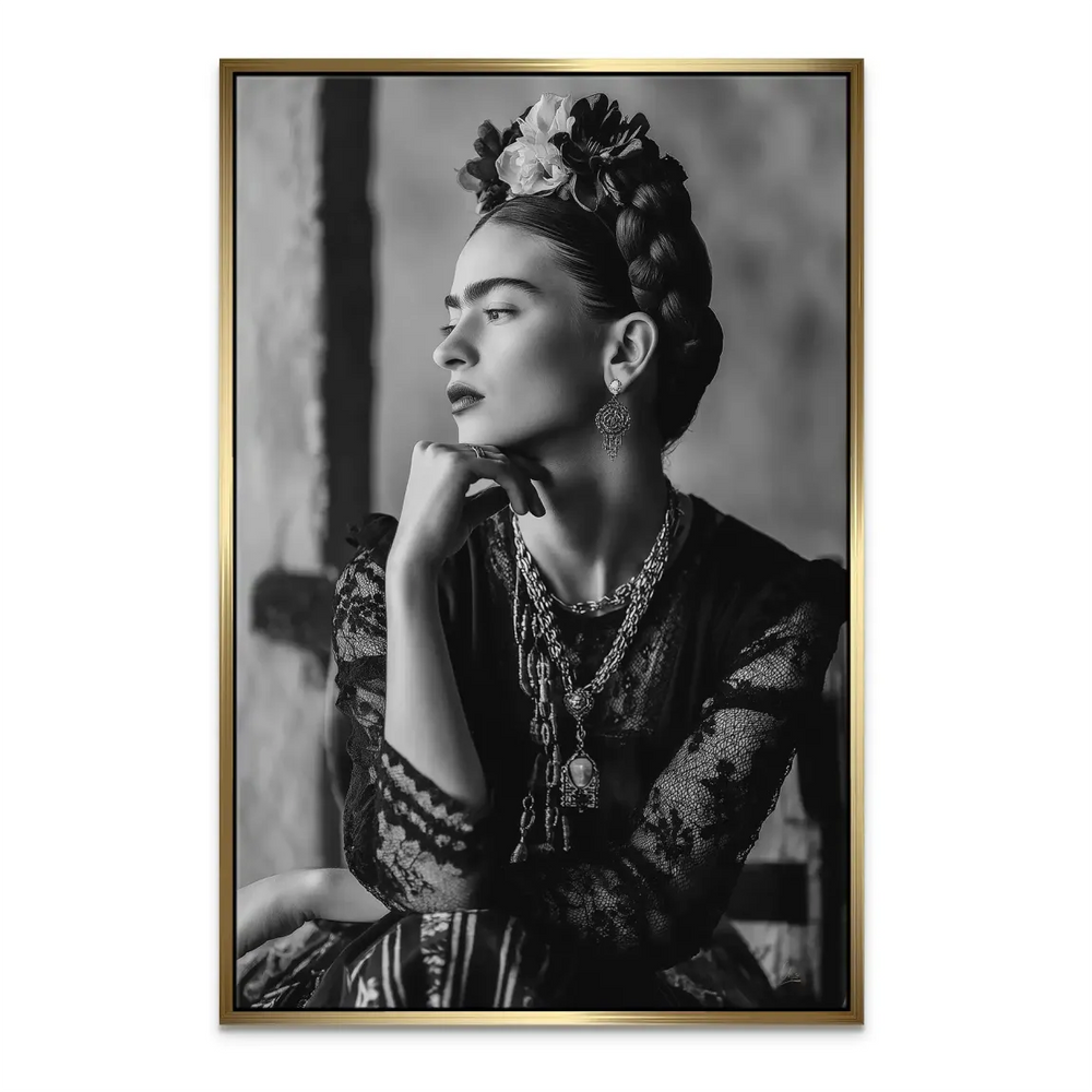 Frida's Longing: Black & White Frida Kahlo-Inspired Wall Art - Image 6