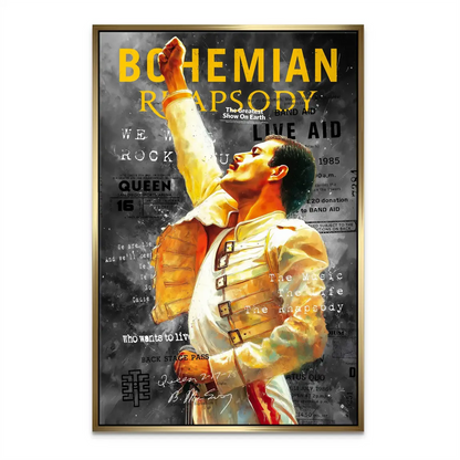 Modern music wall art for living rooms or studios, Freddie Mercury in a painted style.