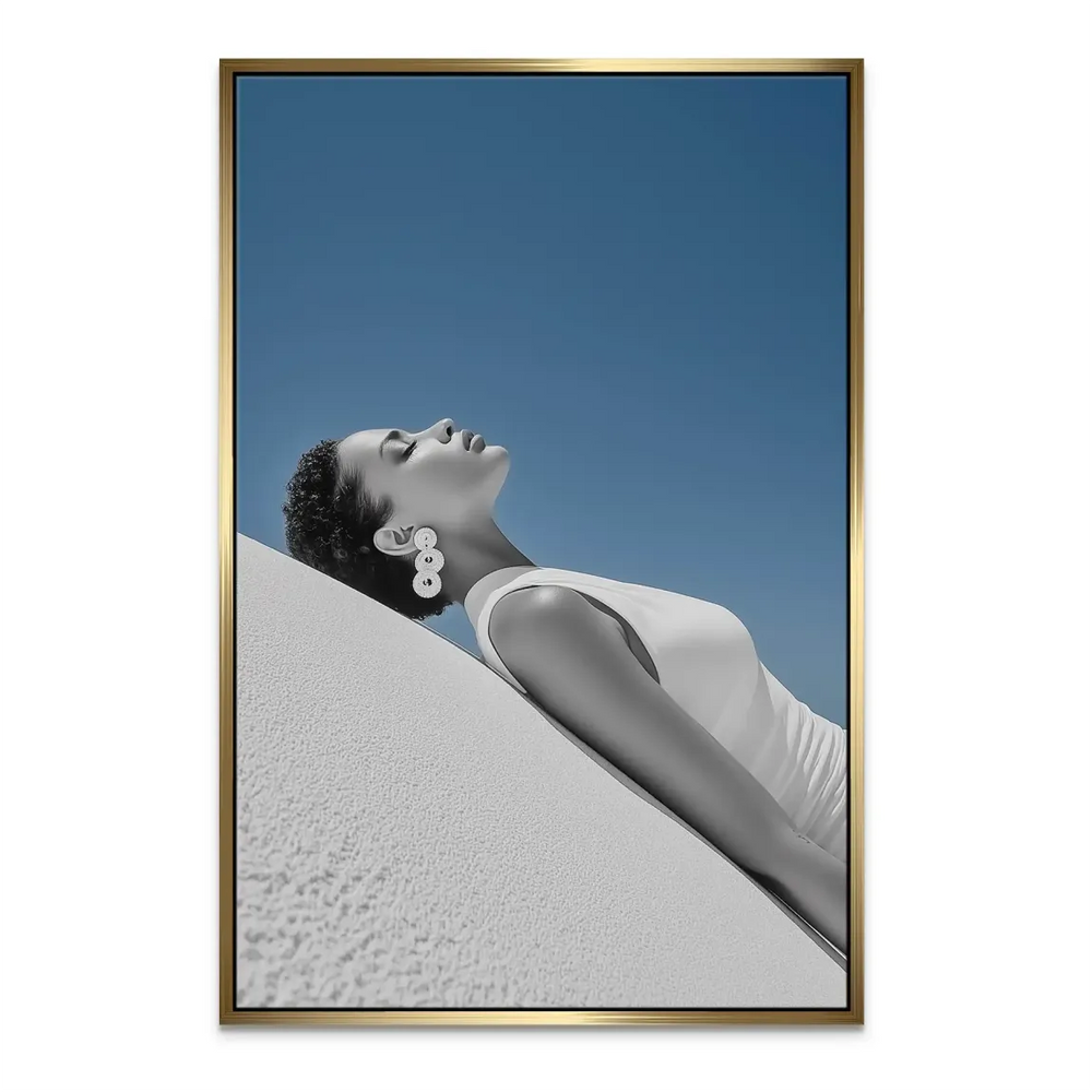 High-contrast, chic portrait with calm, elegant mood.