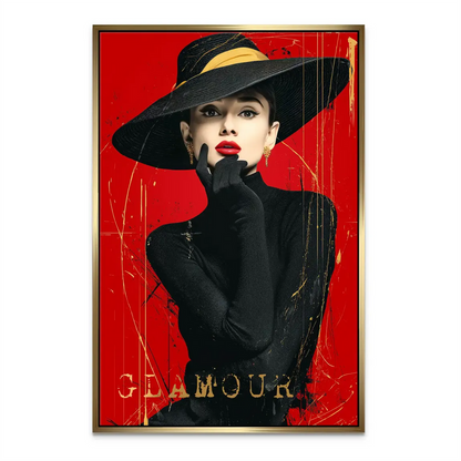 Distressed pop-art style wall art in black and gold tones