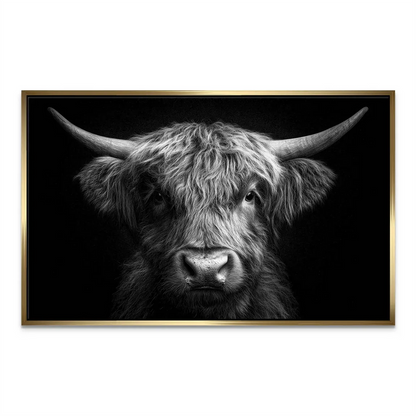 Noble Highland Cow Canvas Art - Black & White Wall Decor - Image 6