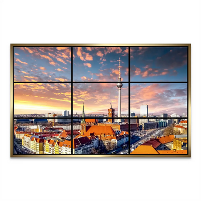 Contemporary wall art of Berlin's skyline for modern or industrial decor