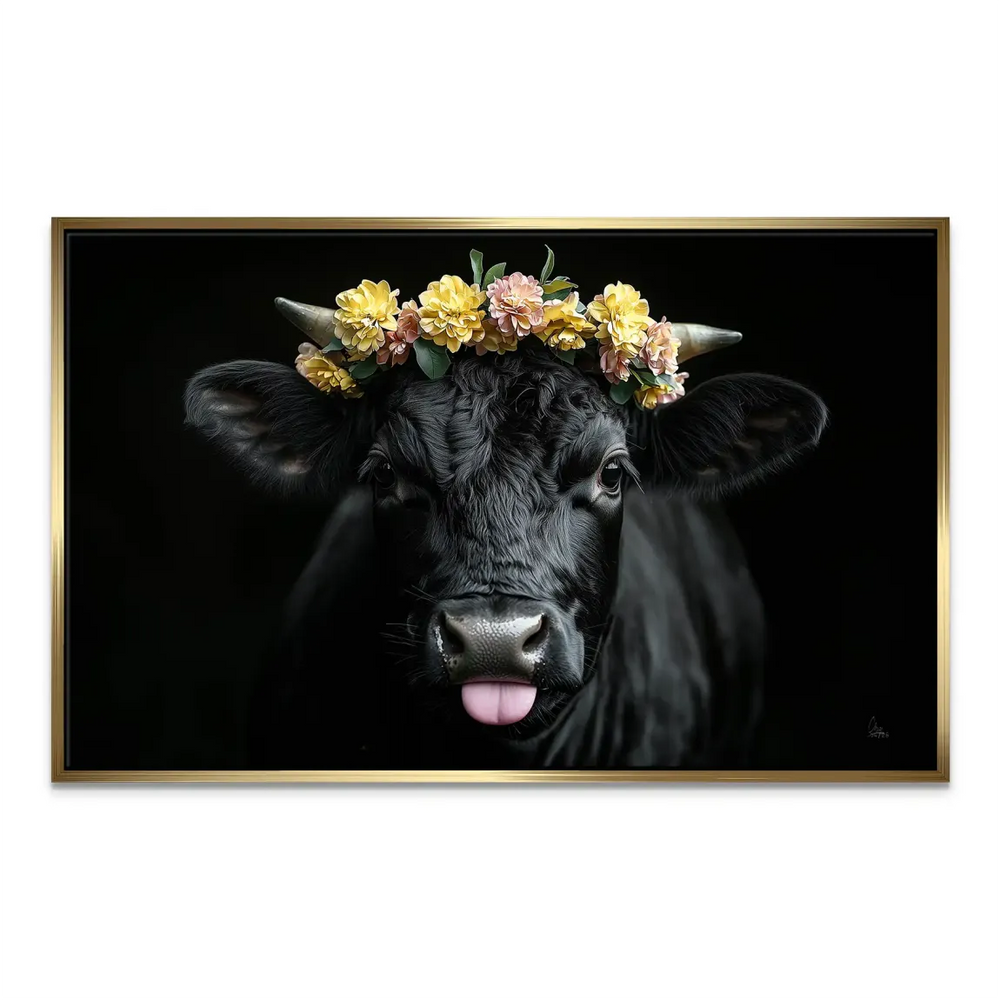 Farmhouse style cow artwork on canvas