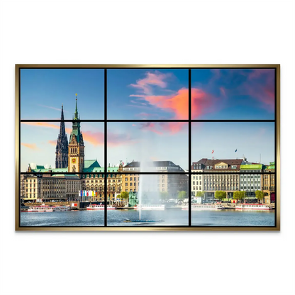 Contemporary city view of Hamburg suitable for modern living rooms and offices.