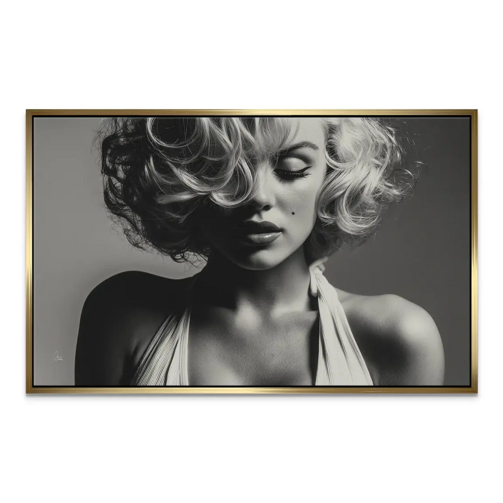 Medium close-up Marilyn Monroe canvas print, calm intimate mood