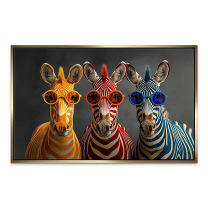 Vivid zebra artwork on canvas with a playful safari chic vibe.