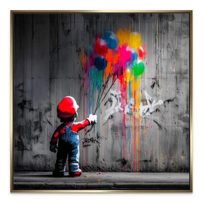 Drips and splashes of color contrasting with a drab wall for a dynamic city vibe.