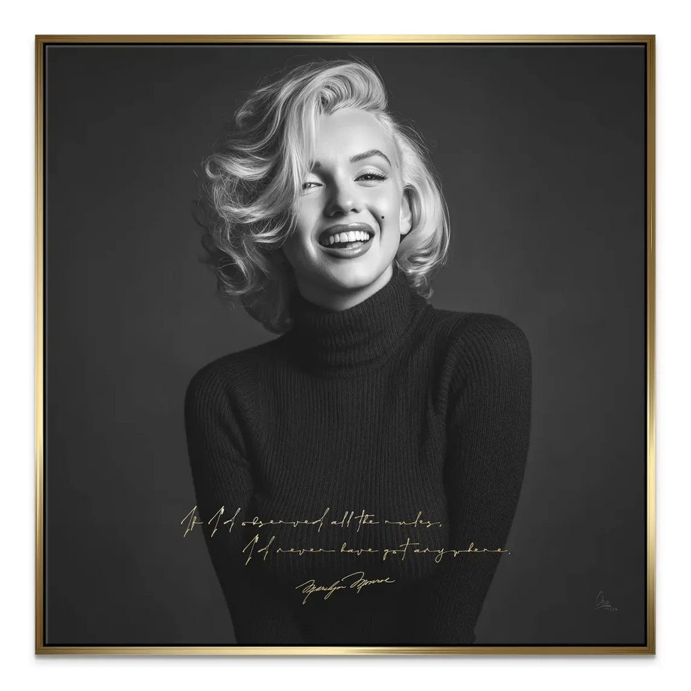 Elegant black-and-white Marilyn Monroe portrait wall art