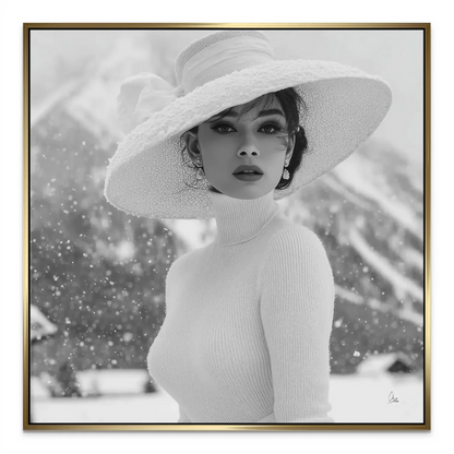 Full portrait with classic Hollywood glamour in a frosty landscape.