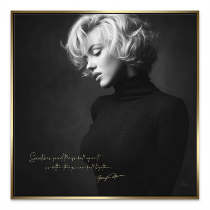 Marilyn Monroe signature under the gold quote on wall art canvas