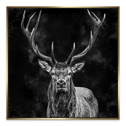 Industrial rustic style wall art featuring a bold wildlife stag