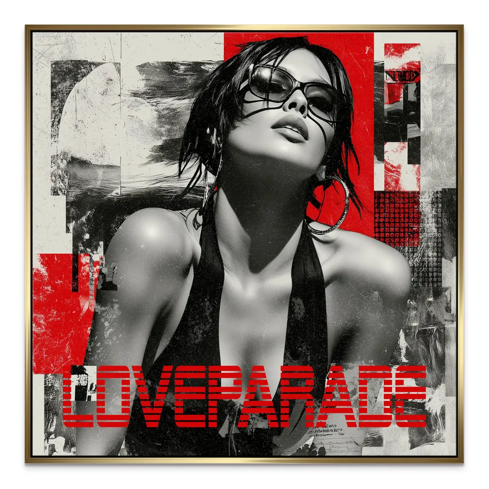 Graphic Love Parade canvas print for modern living room or office decor