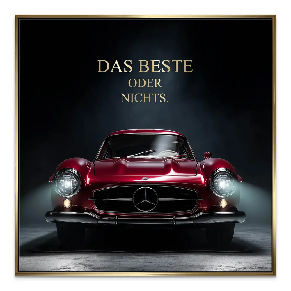 Close-up of the Gullwing door and glossy red finish in a canvas wall art.
